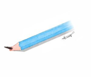 Blue pencil with broken tip to represent types of content writers that undermine content marketing efforts