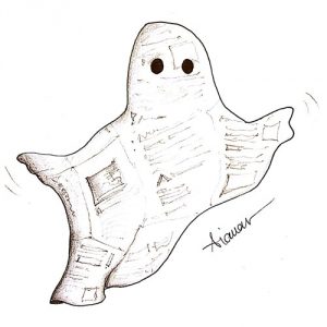 Newspaper ghost to represent ghostwriter or web content writer